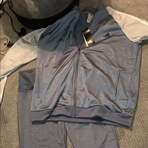 Adidas jumpsuit blue and white